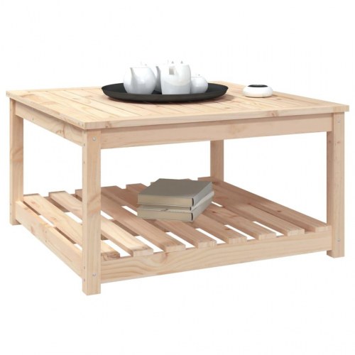 Havebord i massivt fyrretræ - 82,5 × 82,5 × 45 cm med hylde