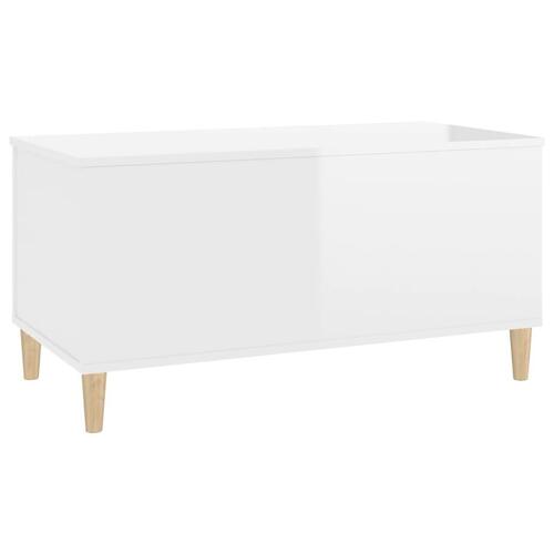 Sofabord 90x44,5x45 cm konstrueret træ hvid højglans