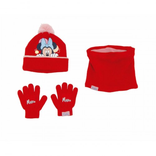 Minnie Mouse hue, vanter og halsedisse - Lucky, rød (onesize 44-46 cm)