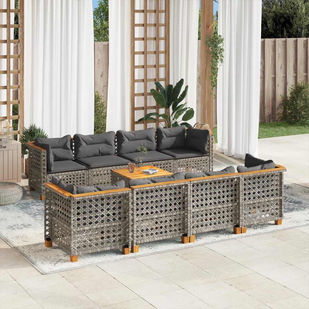 Sofasæt Til Haven 9 Dele Med Hynder Polyrattan - Grå / Vævning i linjer