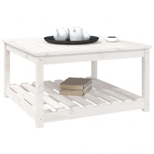 Havebord i massivt fyrretræ - hvid 82,5 × 82,5 × 45 cm