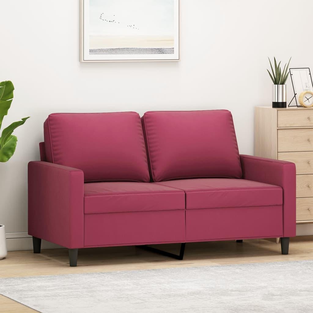 2-personers sofa 120 cm fløjl vinrød billede