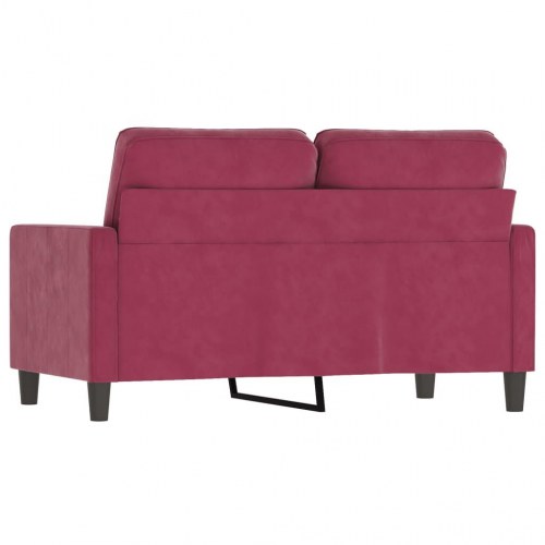 2-personers sofa i fløjl - 120 cm, vinrød