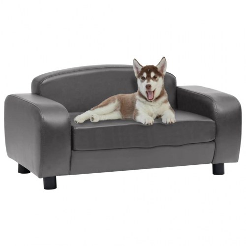 Hundesofa 80 x 50 x 40 cm i kunstlæder - grå
