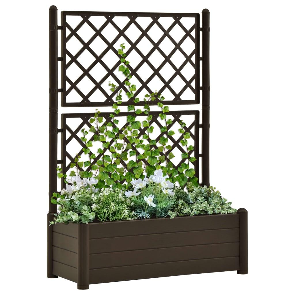 Plantekasse med espalier 100x43x142 cm PP mokkafarvet