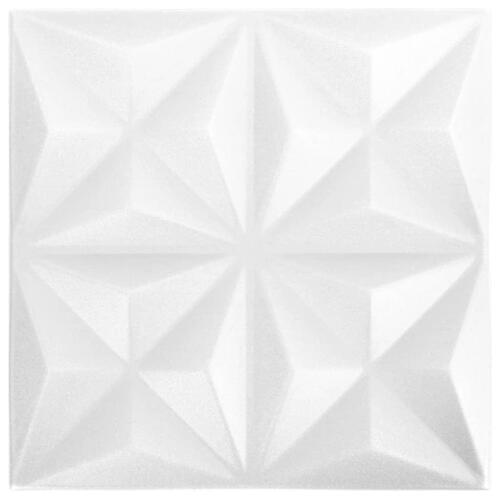 3D-vægpaneler 12 stk. 50x50 cm 3 m² origami hvid