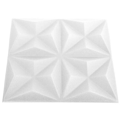 3D-vægpaneler 12 stk. 50x50 cm 3 m² origami hvid