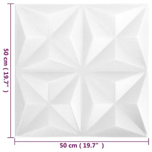 3D-vægpaneler 12 stk. 50x50 cm 3 m² origami hvid