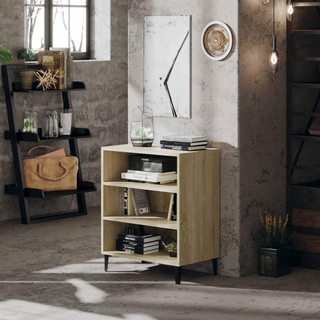 Skænk 57×35×70 cm i sonoma-eg med metalben - konstrueret træ