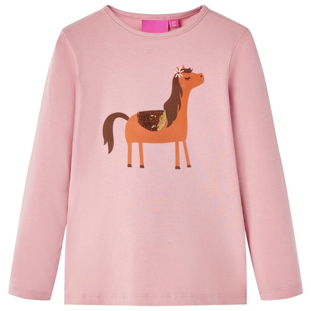 Langærmet T-shirt til børn str. 104 lyserød
