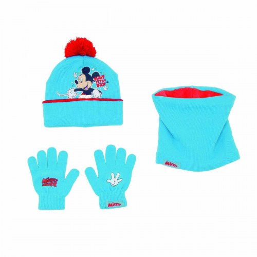Mickey Mouse hue, vanter og halsedisse - Happy Smiles, blå/rød (onesize 44-46 cm)