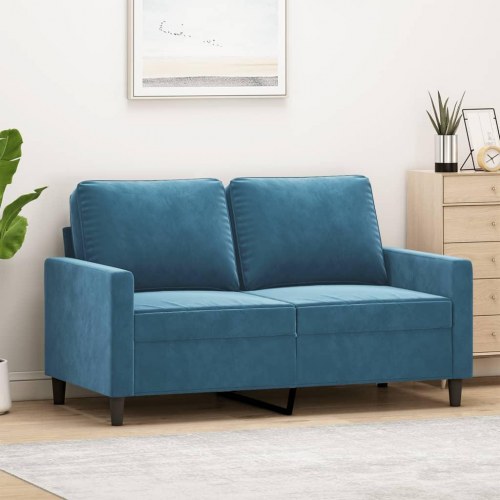 2-personers sofa i fløjl - blå, sædebredde 120 cm