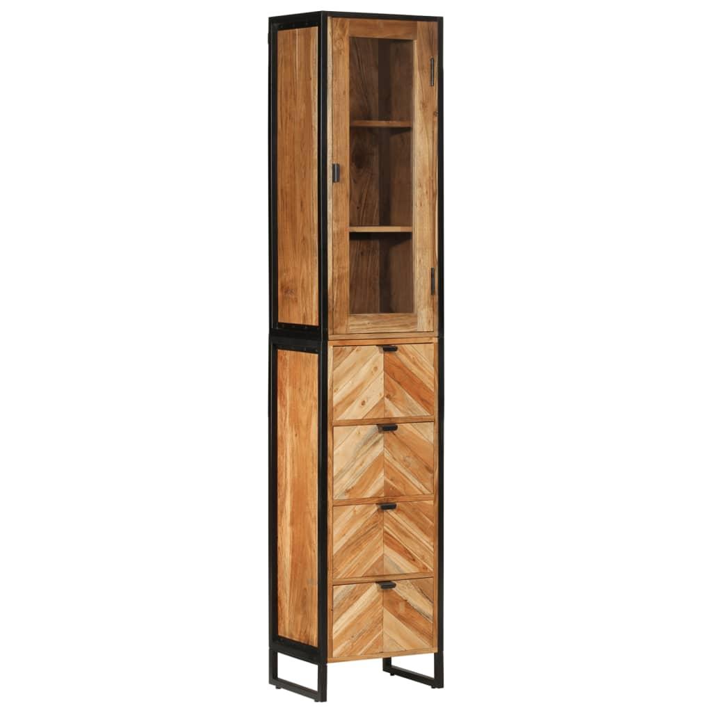 Badeværelsesskab 40x27x190 cm jern og massivt akacietræ billede
