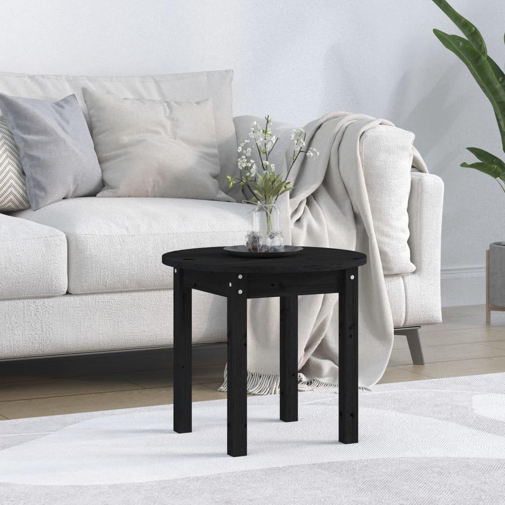 Sofabord Ø 45x40 Cm Massivt Fyrretræ Sort