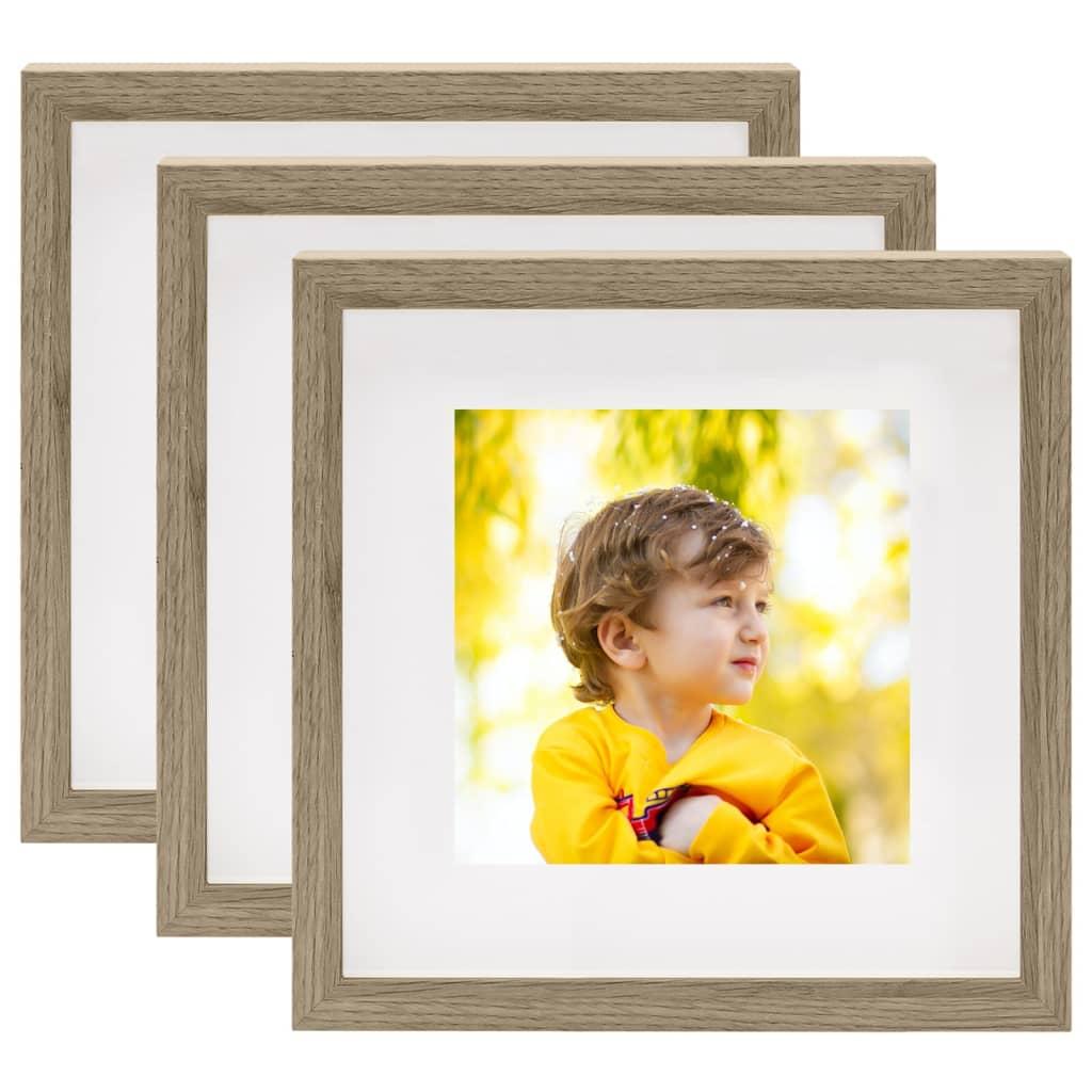 3D-billedrammer 3 stk. 23x23 cm til 13x13 cm billede mørkt træ