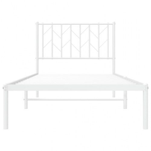 Sengeramme med sengegavl 90×190 cm - metal, hvid