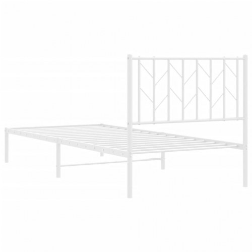Sengeramme med sengegavl 90×190 cm - metal, hvid
