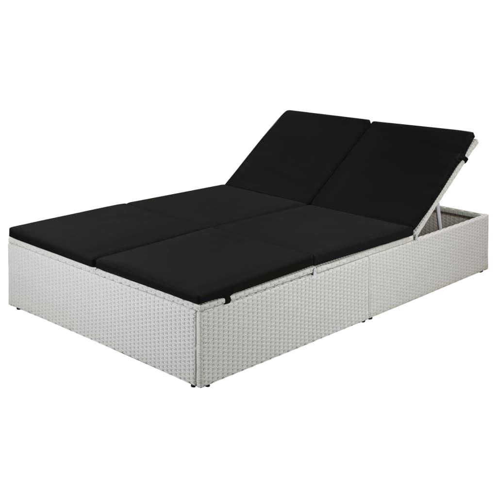 Liggestol med hynde polyrattan sort
