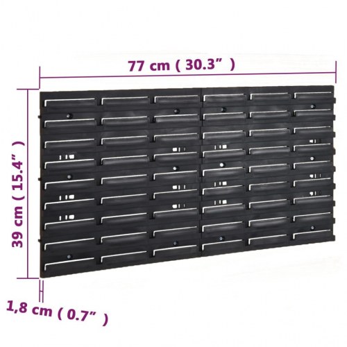 Værkstedshyldesæt med 26 opbevaringsbokse - 77 × 39 cm, polypropylen, rød/sort