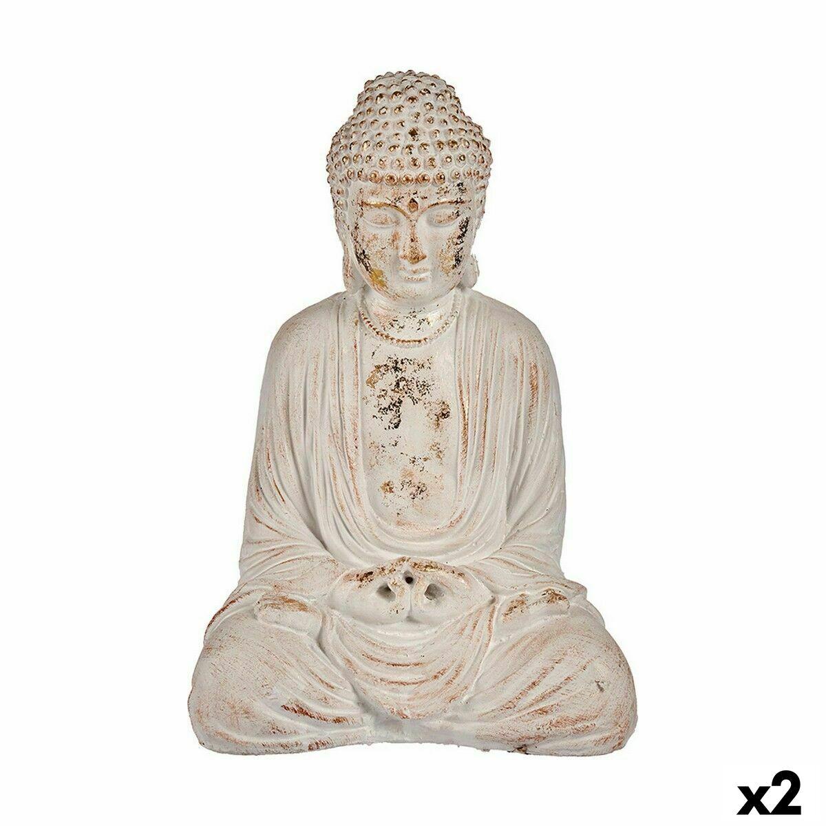Havefigur Buddha Ibergarden - hvid/guld, 22,5 × 40,5 × 27 cm (2 stk.)