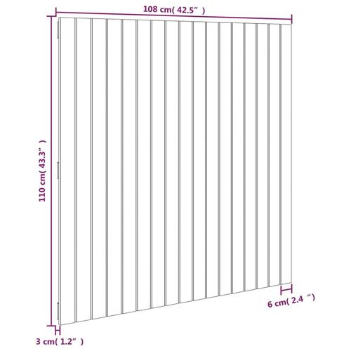 Væghængt sengegavl 108x3x110 cm massivt fyrretræ