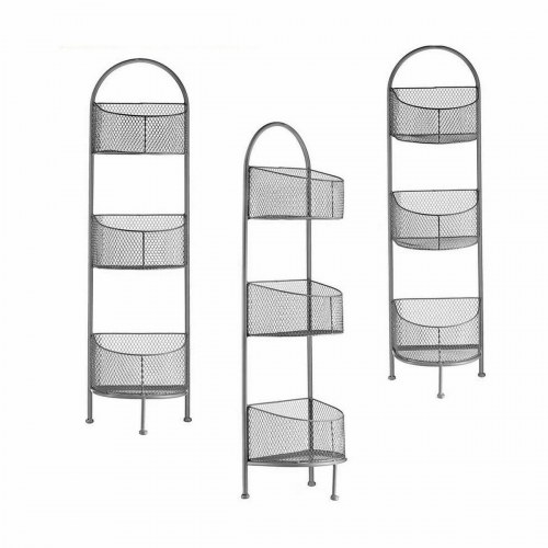 Sølvfarvet hjørne-reol i metal, 3 hylder - 21,2 × 97 × 28,5 cm (4 stk.)