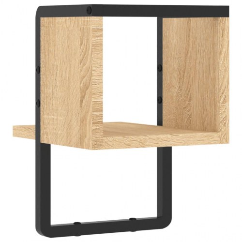 Væghylde med stang 20x25x30 cm sonoma-eg
