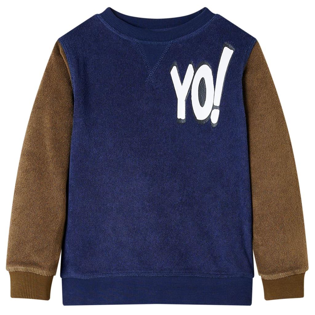 Sweatshirt til børn str. 128 - marineblå/kaki med YO!-print
