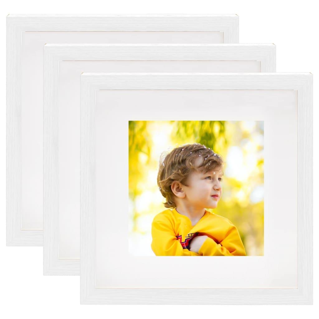 3D-billedrammer 3 stk. 23x23 cm til 13x13 cm billede hvid