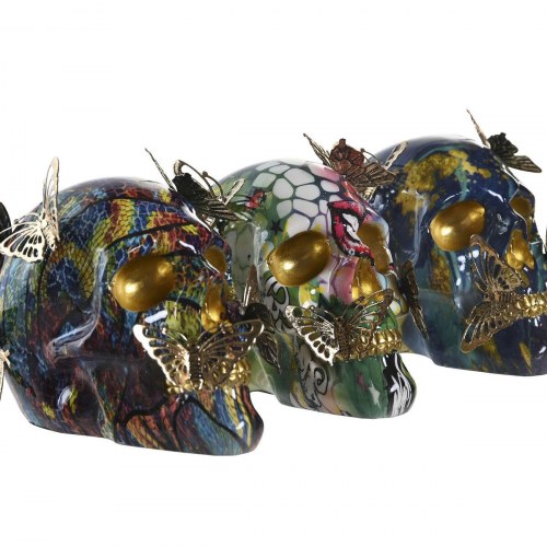 Dekoration kranium - sæt med 3, multifarvet, 15,5 × 10,5 × 11 cm