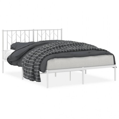 Sengeramme med sengegavl 140×190 cm - metal, hvid