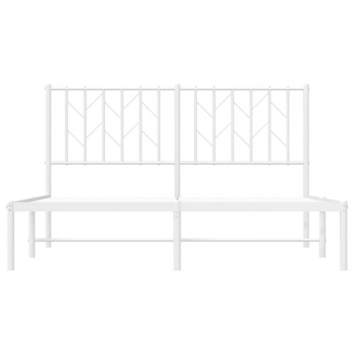 Sengeramme med sengegavl 140×190 cm - metal, hvid