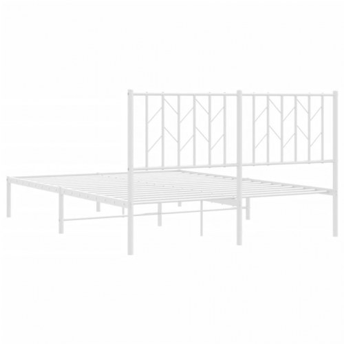 Sengeramme med sengegavl 140×190 cm - metal, hvid