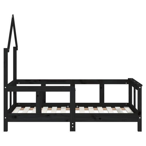 Sengeramme til juniorseng 70x140 cm massivt fyrretræ sort