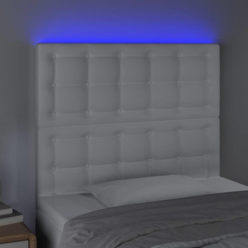 Sengegavl med LED-lys 100 x 5 x 118/128 cm - hvid