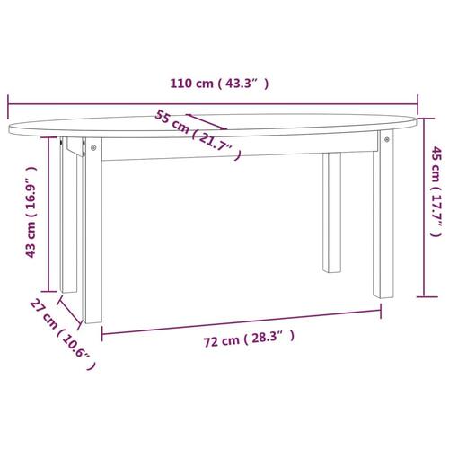 Sofabord 110x55x45 cm massivt fyrretræ sort