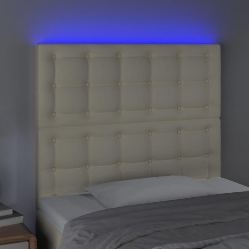 Sengegavl med LED-lys 100 x 5 x 118/128 cm - cremefarvet