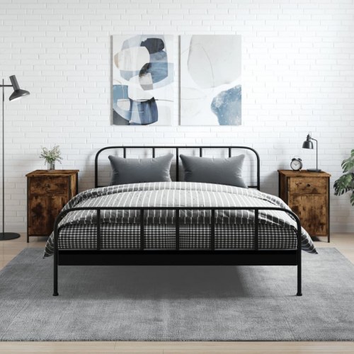 Sengeborde 2 stk. 40x42x60 cm konstrueret træ røget egetræ