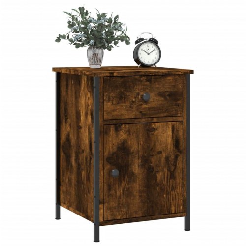 Sengeborde 2 stk. 40x42x60 cm konstrueret træ røget egetræ