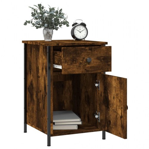 Sengeborde 2 stk. 40x42x60 cm konstrueret træ røget egetræ