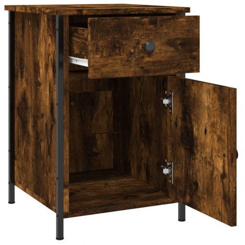 Sengeborde 2 stk. 40x42x60 cm konstrueret træ røget egetræ
