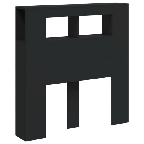 Sengegavl med LED-lys 100 × 18,5 × 103,5 cm - konstrueret træ, sort