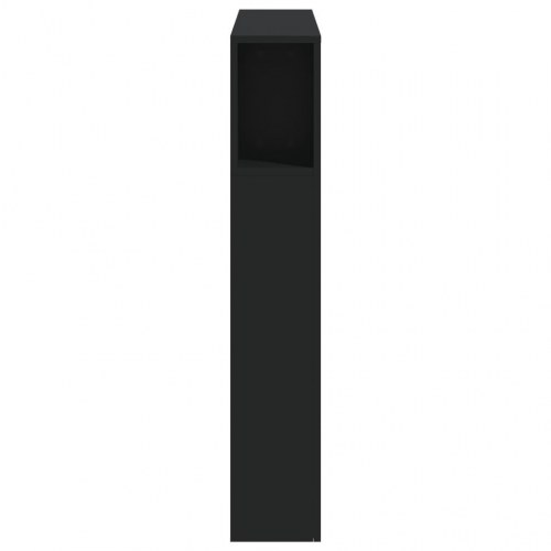 Sengegavl med LED-lys 100 × 18,5 × 103,5 cm - konstrueret træ, sort