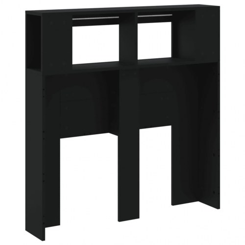 Sengegavl med LED-lys 100 × 18,5 × 103,5 cm - konstrueret træ, sort