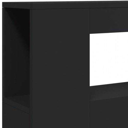 Sengegavl med LED-lys 100 × 18,5 × 103,5 cm - konstrueret træ, sort