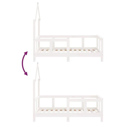 Sengeramme til juniorseng 70x140 cm massivt fyrretræ hvid