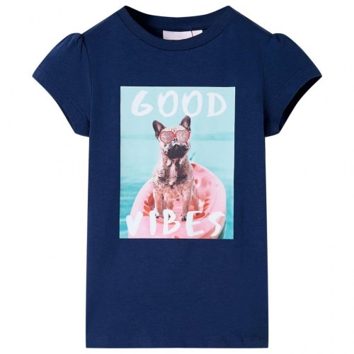 T-shirt til børn str. 128 marineblå