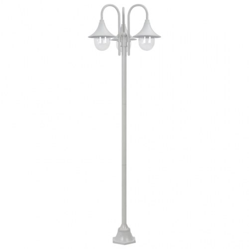 Havestolpelampe E27 220 cm aluminium 3 lanterner hvid