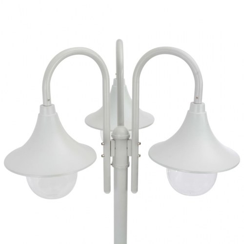 Havestolpelampe E27 220 cm aluminium 3 lanterner hvid