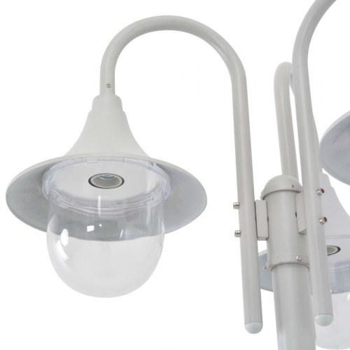 Havestolpelampe E27 220 cm aluminium 3 lanterner hvid